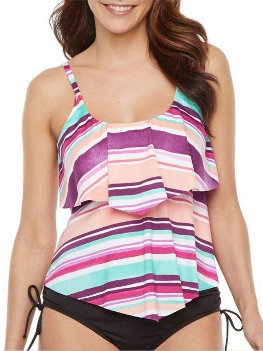 Women's Swimsuit Top with colorful stripes. Size 12 (Medium/Large)